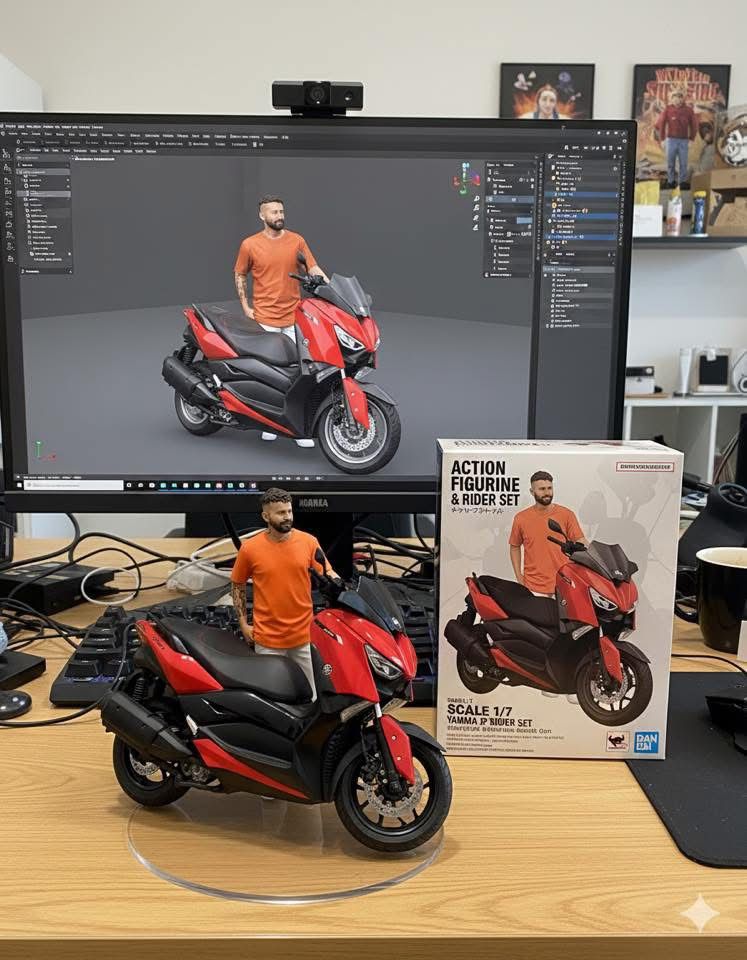 Yamaha scooter vermelha com figurino personalizado