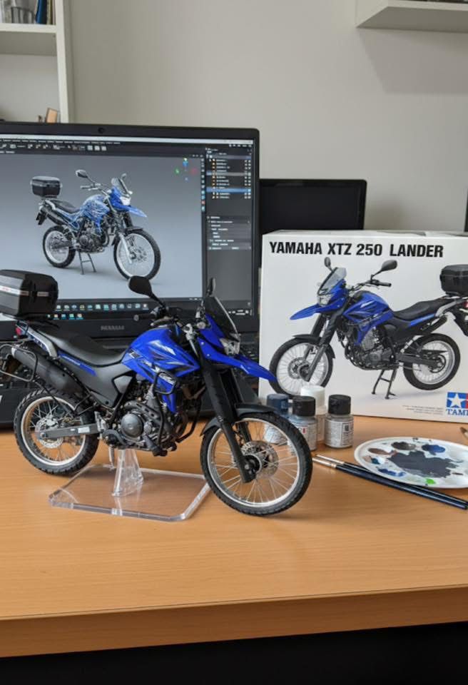 Yamaha XTZ 250 Lander azul - miniatura com processo 3D